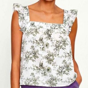 NWT Ann Taylor LOFT Bouquet Ruffle Sleeve Square Neck Top